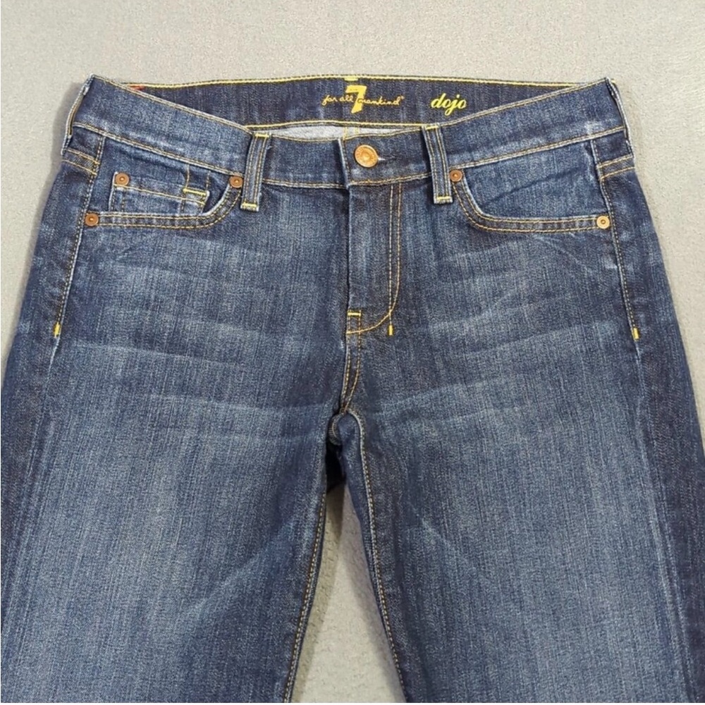 7 For All Mankind Jeans Women's 27x31 Blue Dojo Denim Flare Wide Leg Made In USA